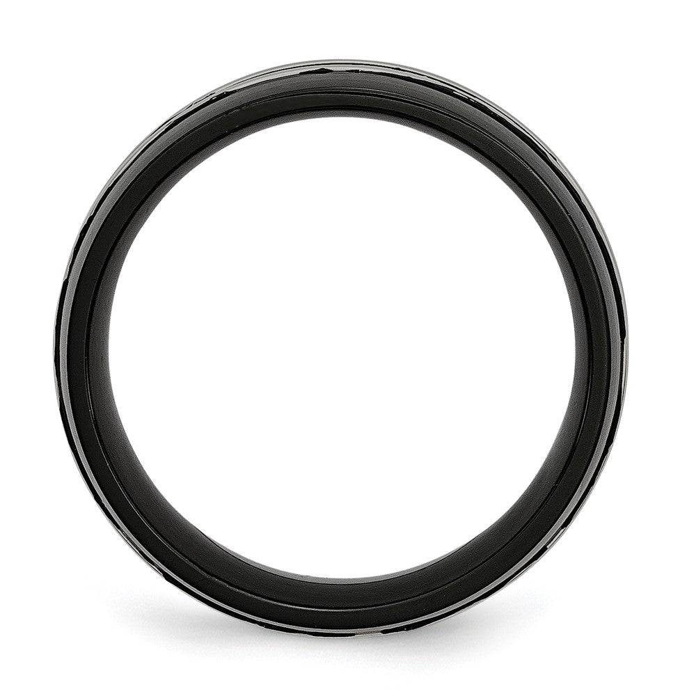 Titan Gerillt 8mm Schwarz Ip Beschichtet Gebürstet & Poliert Ring