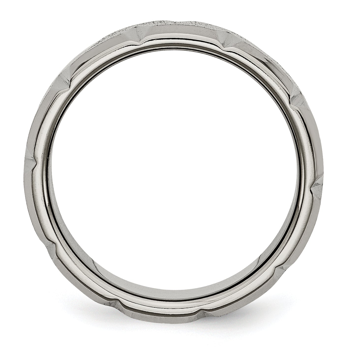 Titan Abgeschrägt Kante Notched 8mm Gebürstet Ring