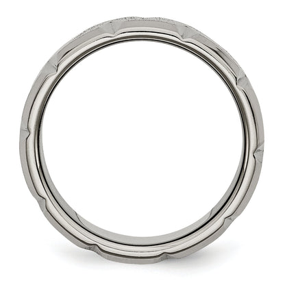 Titan Abgeschrägt Kante Notched 8mm Gebürstet Ring
