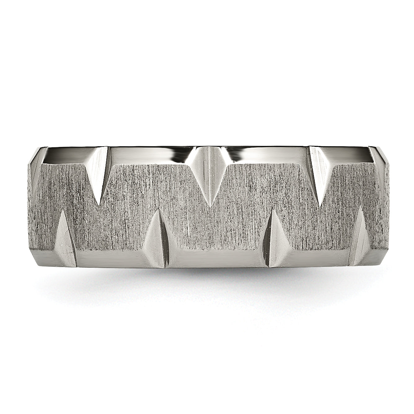 Titan Abgeschrägt Kante Notched 8mm Gebürstet Ring