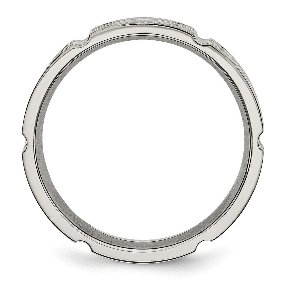 Titan Gebürstet und Poliert 6mm Gerillt Ring