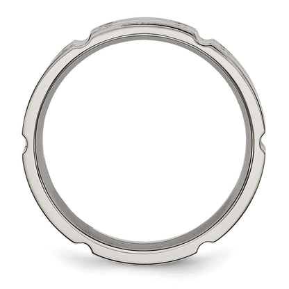 Titan Gebürstet und Poliert 6mm Gerillt Ring
