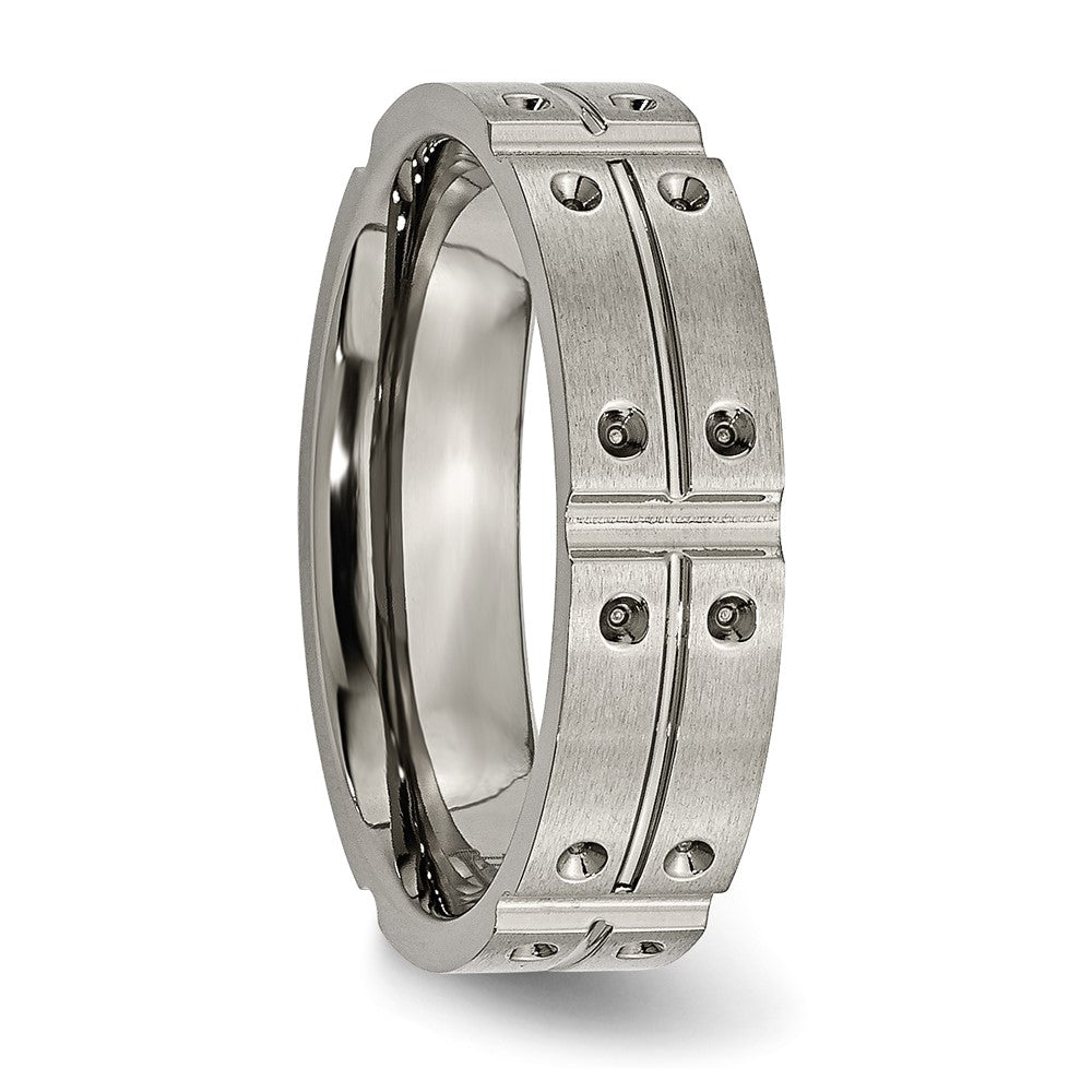 Titan Gebürstet und Poliert 6mm Gerillt Ring