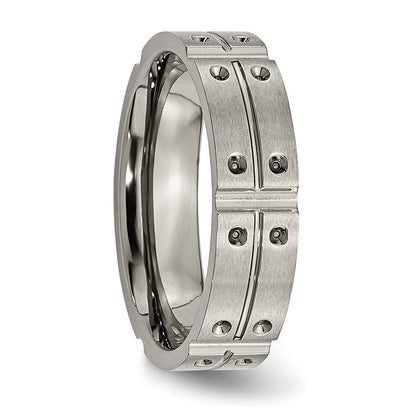 Titan Gebürstet und Poliert 6mm Gerillt Ring