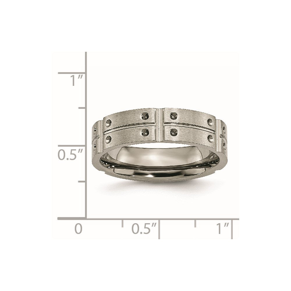 Titan Gebürstet und Poliert 6mm Gerillt Ring