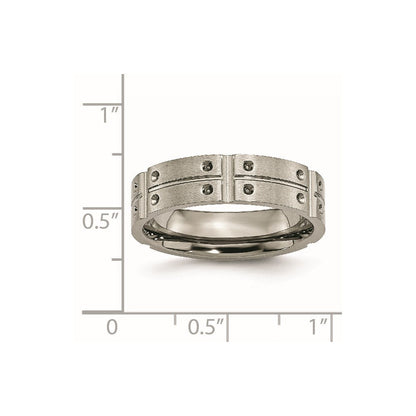 Titan Gebürstet und Poliert 6mm Gerillt Ring