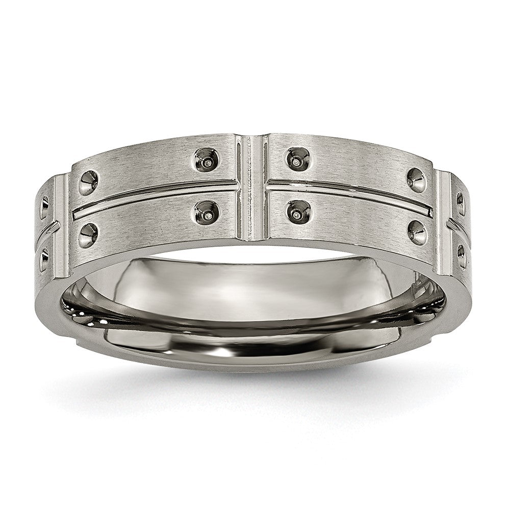 Titan Gebürstet und Poliert 6mm Gerillt Ring