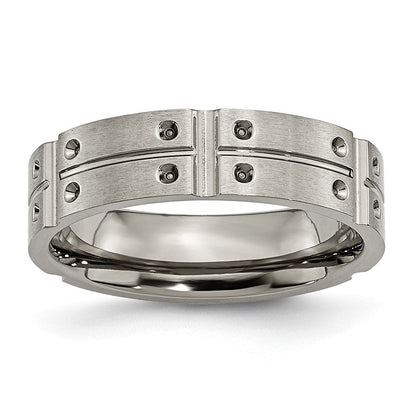 Titan Gebürstet und Poliert 6mm Gerillt Ring