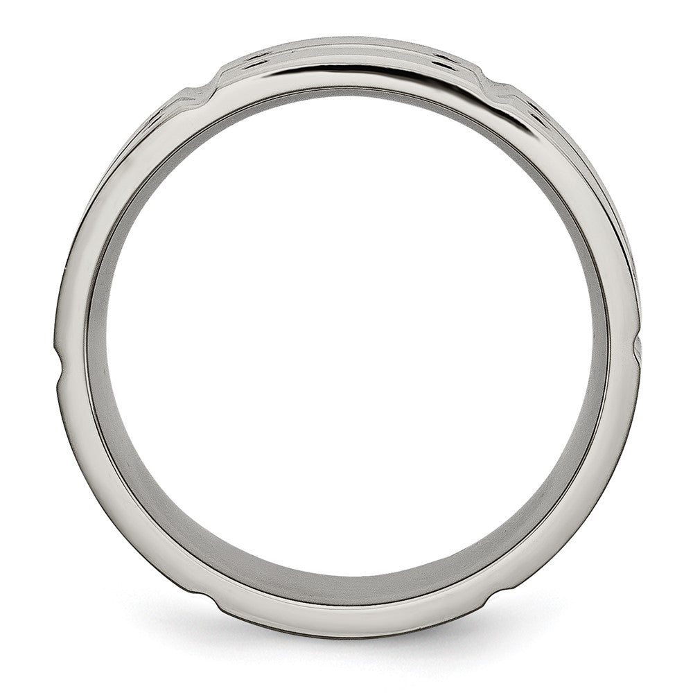 Titan Gebürstet und Poliert 8mm Gerillt Ring