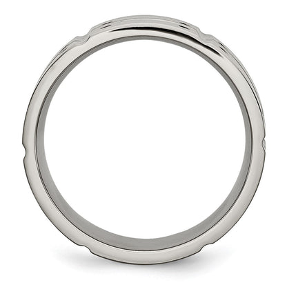 Titan Gebürstet und Poliert 8mm Gerillt Ring