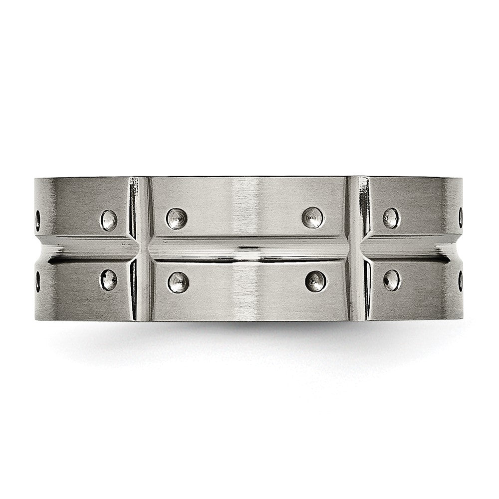 Titan Gebürstet und Poliert 8mm Gerillt Ring