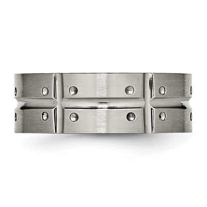 Titan Gebürstet und Poliert 8mm Gerillt Ring