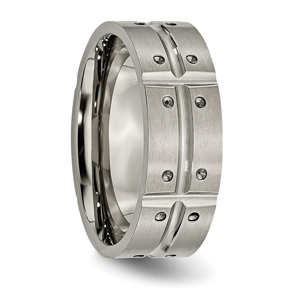Titan Gebürstet und Poliert 8mm Gerillt Ring