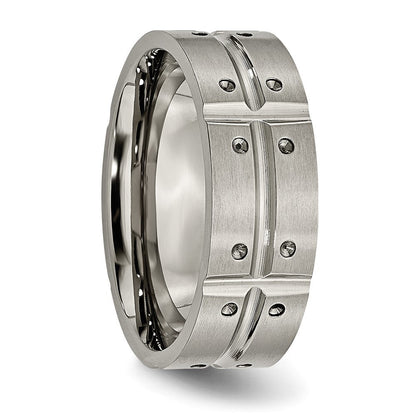 Titan Gebürstet und Poliert 8mm Gerillt Ring