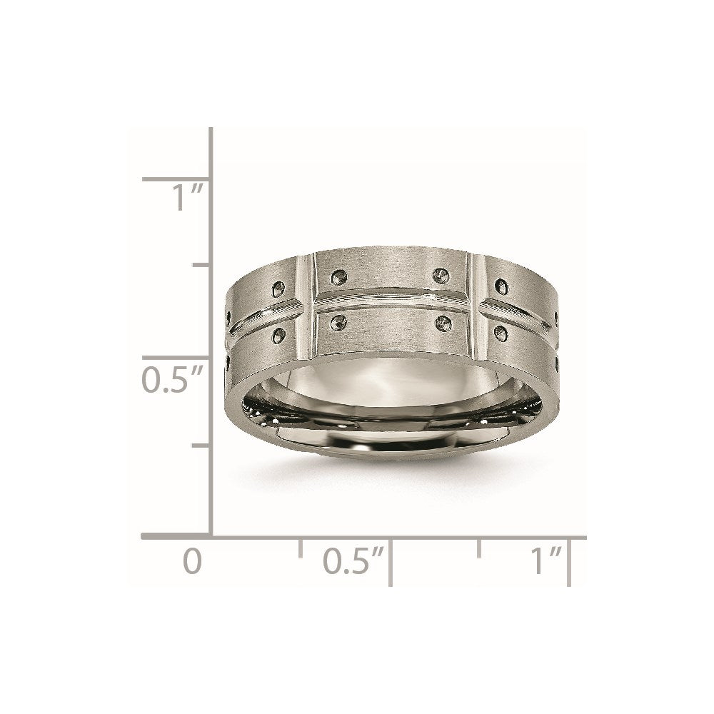 Titan Gebürstet und Poliert 8mm Gerillt Ring
