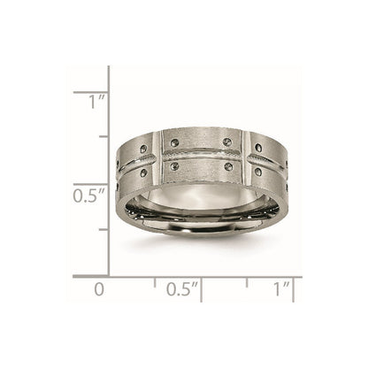 Titan Gebürstet und Poliert 8mm Gerillt Ring