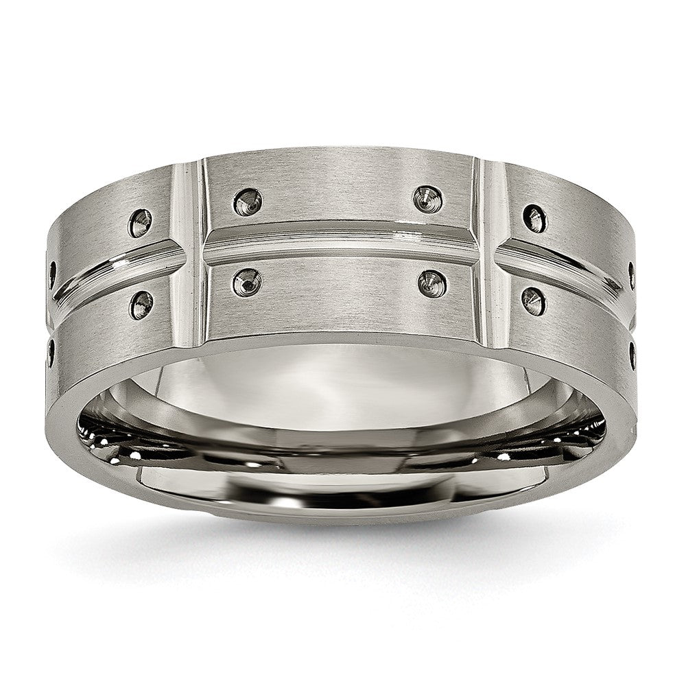 Titan Gebürstet und Poliert 8mm Gerillt Ring