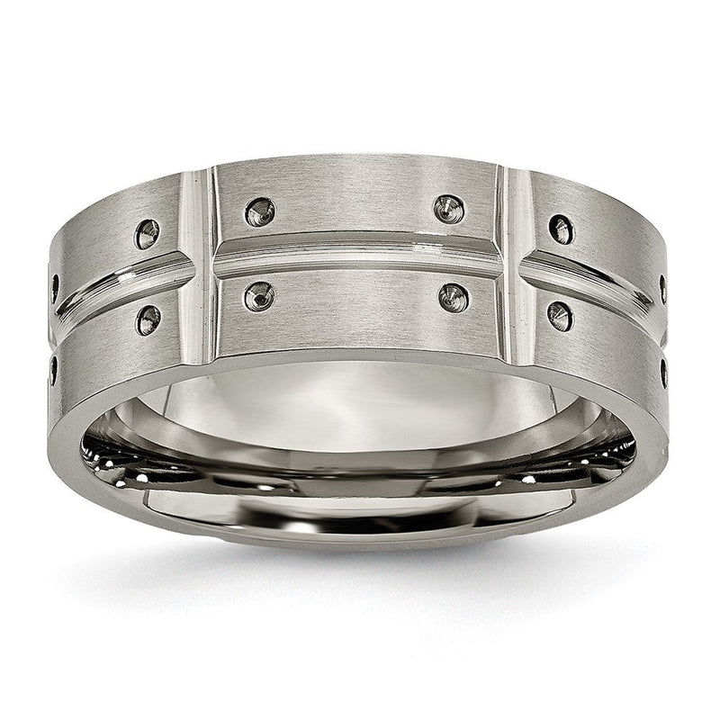 Titan Gebürstet und Poliert 8mm Gerillt Ring