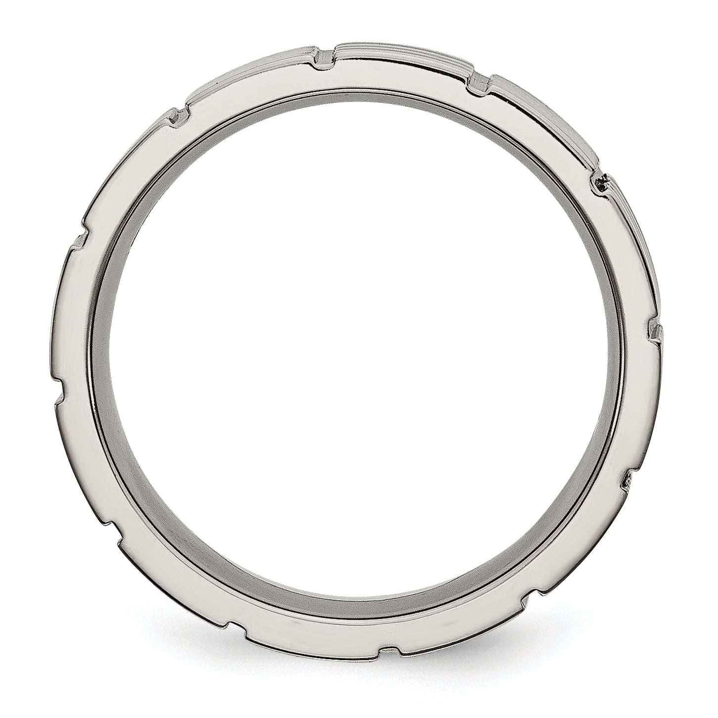 Titan Satiniert und Poliert 6mm Notched Ring