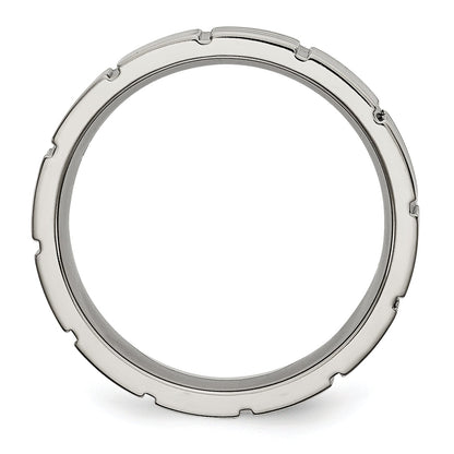 Titan Satiniert und Poliert 6mm Notched Ring