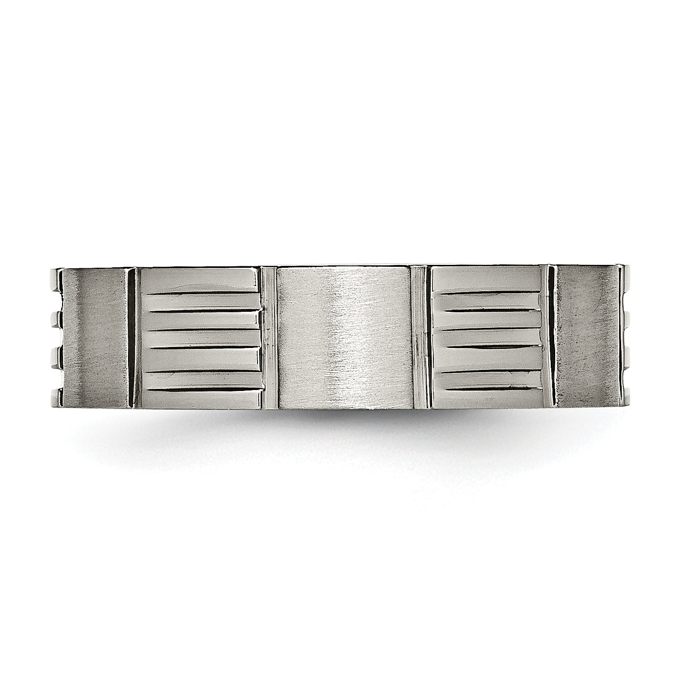 Titan Satiniert und Poliert 6mm Notched Ring