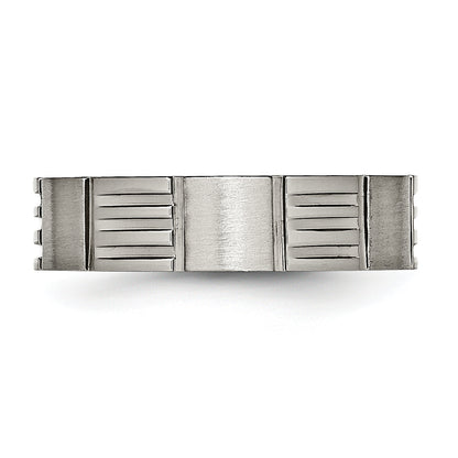 Titan Satiniert und Poliert 6mm Notched Ring