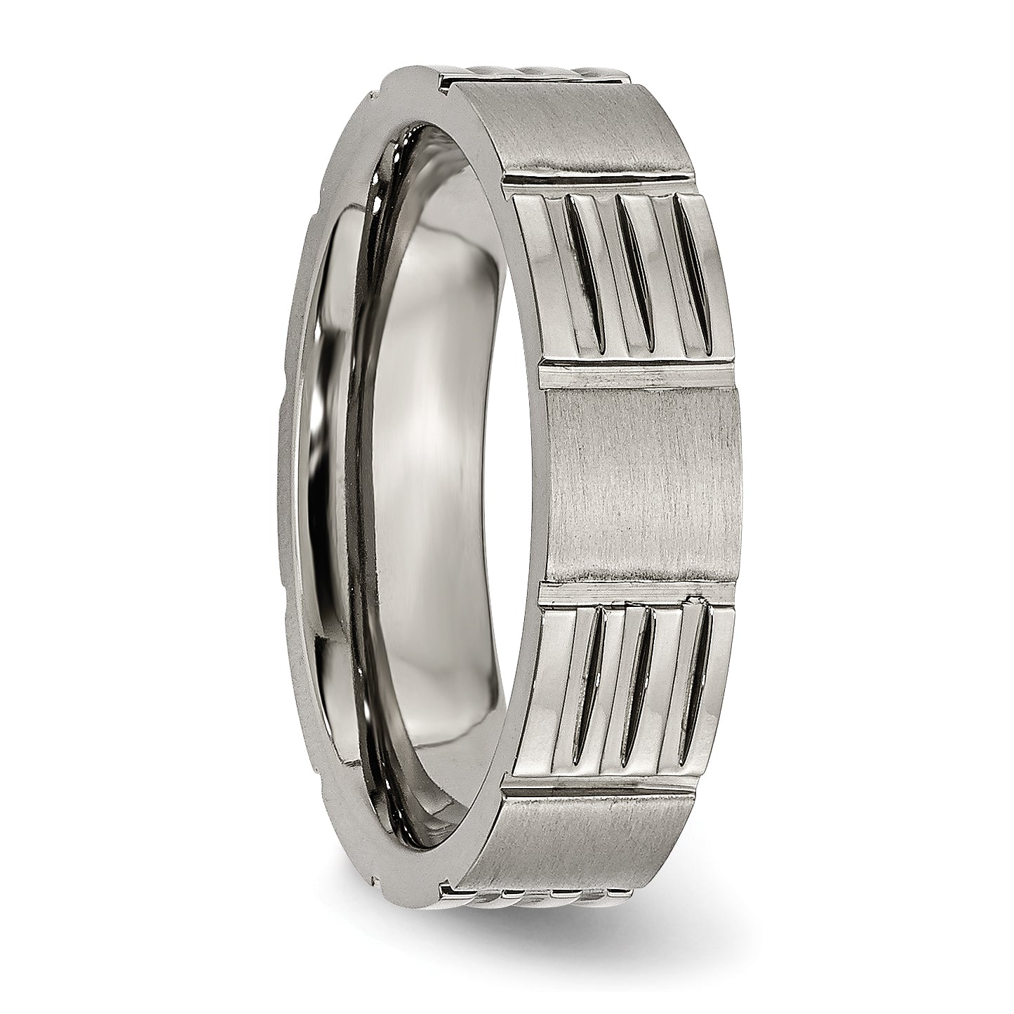 Titan Satiniert und Poliert 6mm Notched Ring