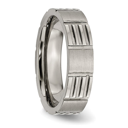 Titan Satiniert und Poliert 6mm Notched Ring