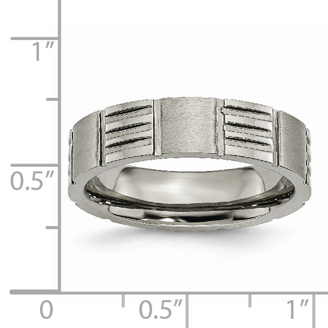 Titan Satiniert und Poliert 6mm Notched Ring