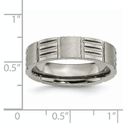 Titan Satiniert und Poliert 6mm Notched Ring
