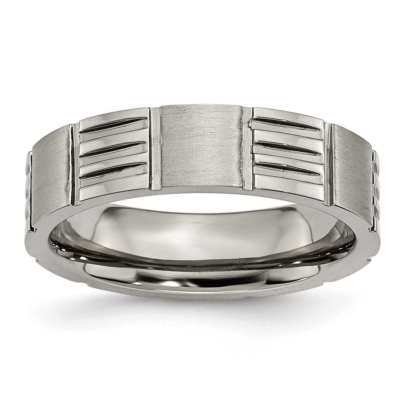 Titan Satiniert und Poliert 6mm Notched Ring