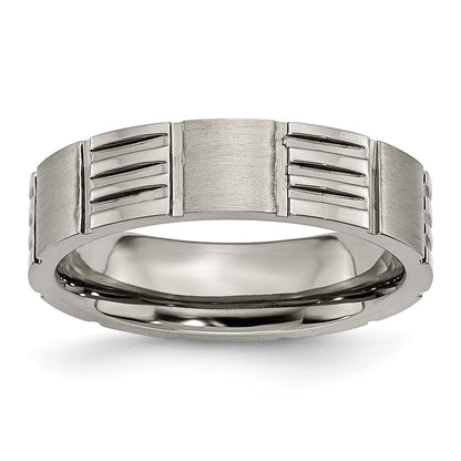 Titan Satiniert und Poliert 6mm Notched Ring