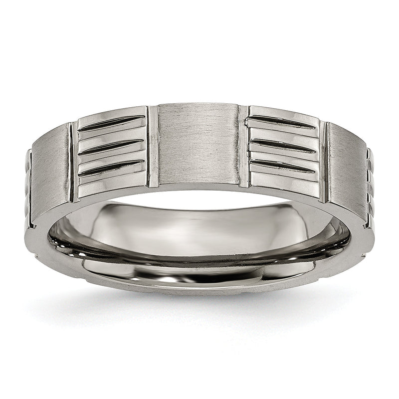 Titan Satiniert und Poliert 6mm Notched Ring