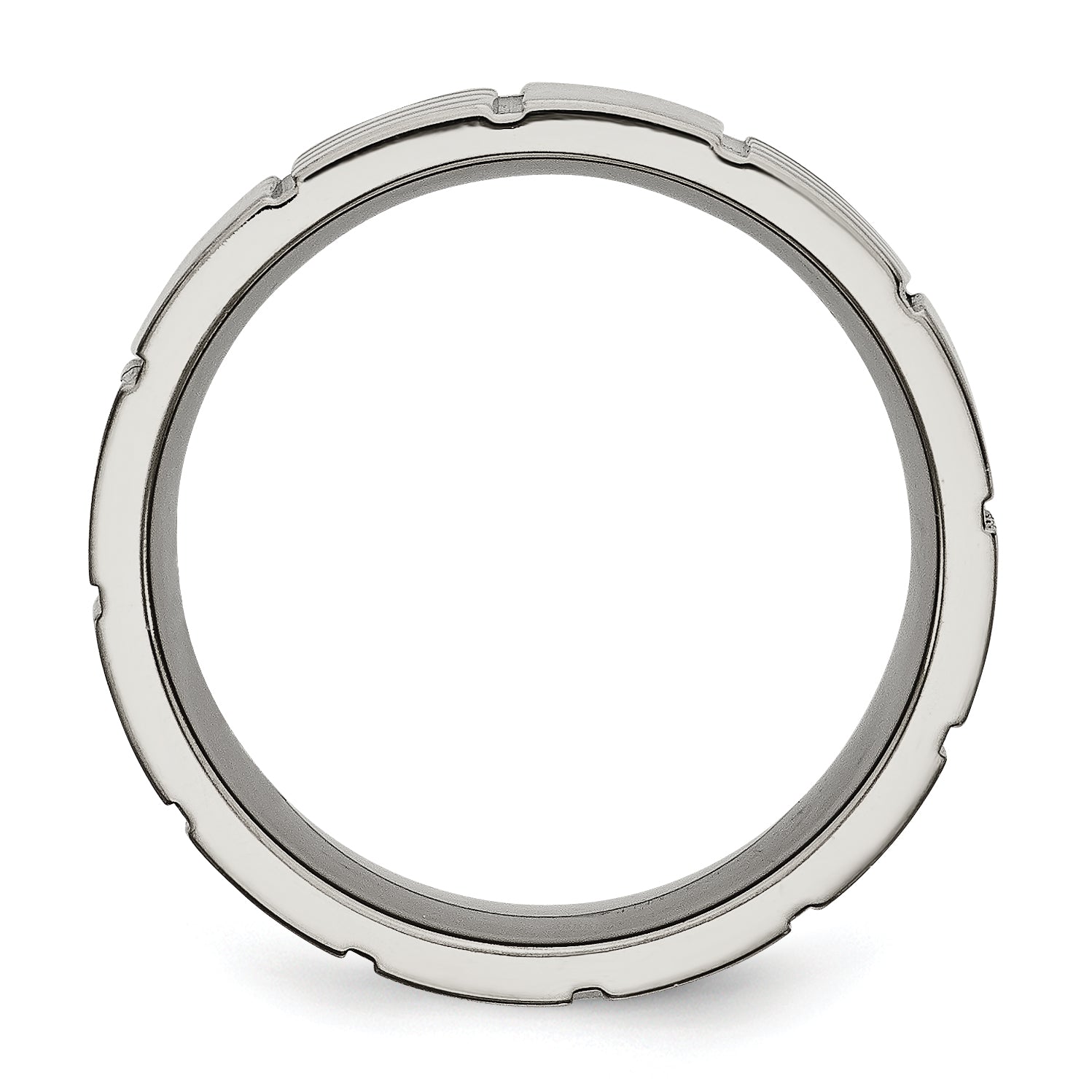 Titan Satiniert und Poliert 8mm Notched Ring