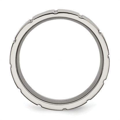 Titan Satiniert und Poliert 8mm Notched Ring