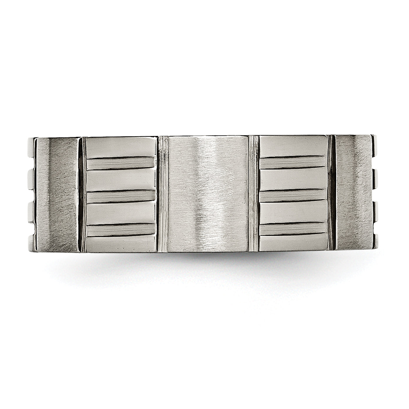 Titan Satiniert und Poliert 8mm Notched Ring