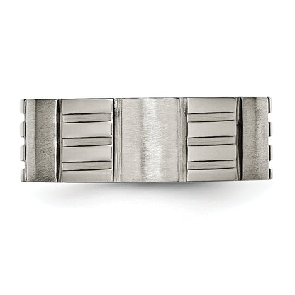 Titan Satiniert und Poliert 8mm Notched Ring