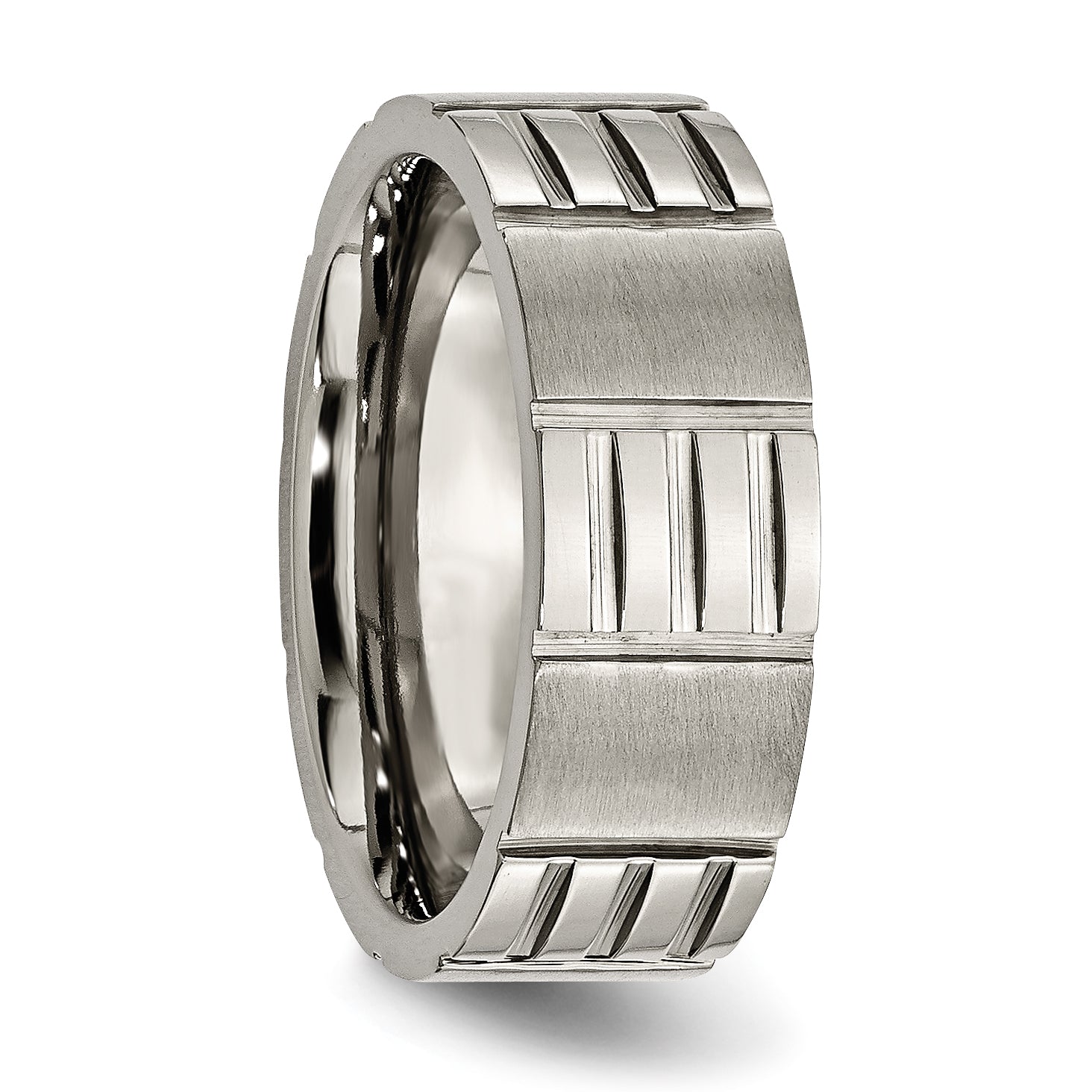 Titan Satiniert und Poliert 8mm Notched Ring