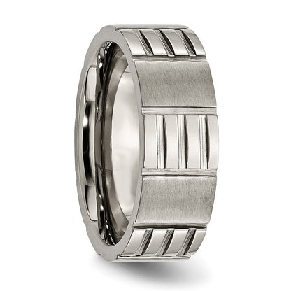Titan Satiniert und Poliert 8mm Notched Ring