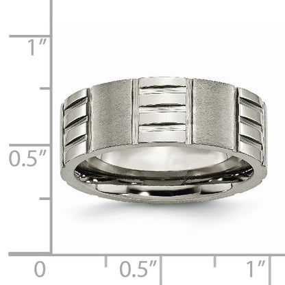 Titan Satiniert und Poliert 8mm Notched Ring