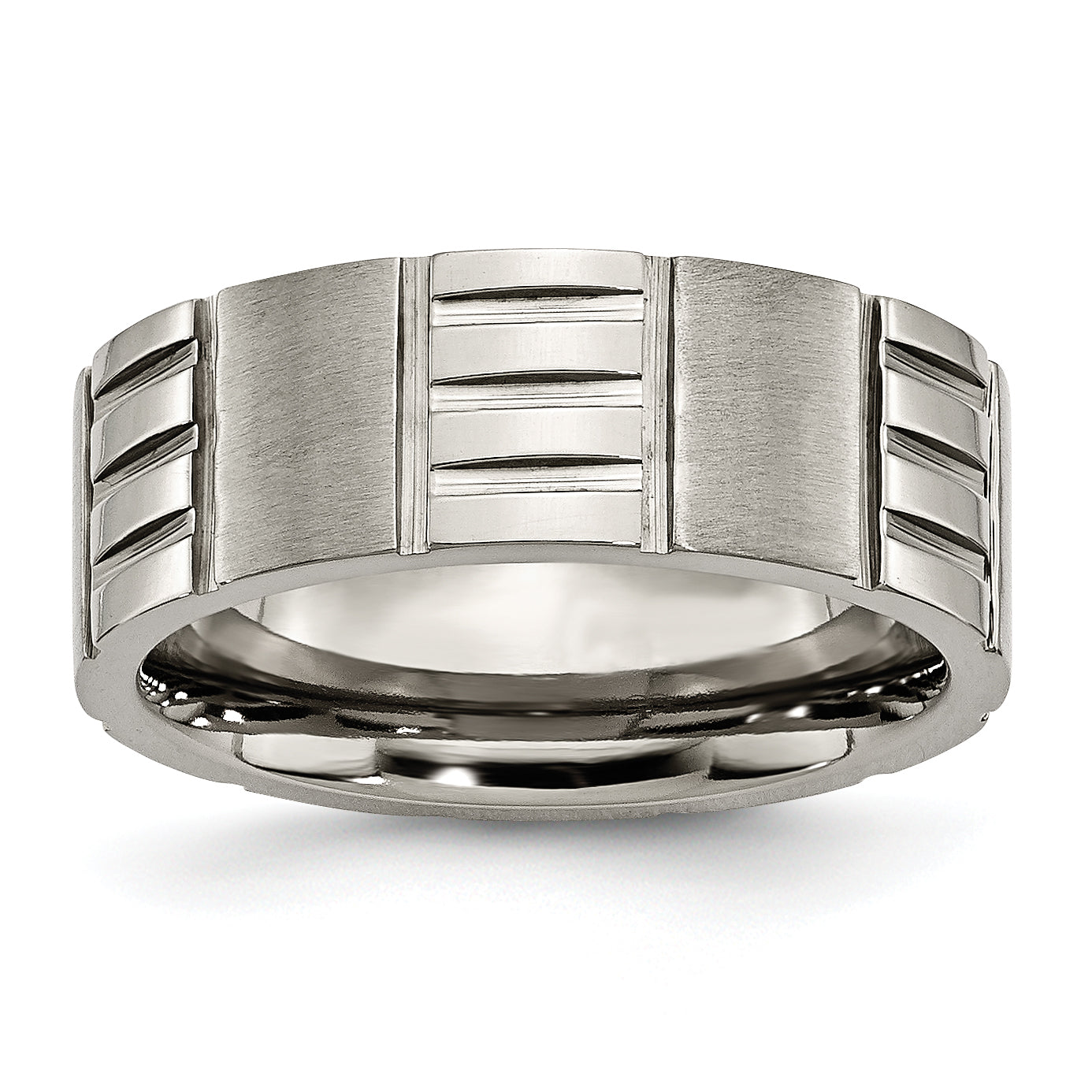 Titan Satiniert und Poliert 8mm Notched Ring