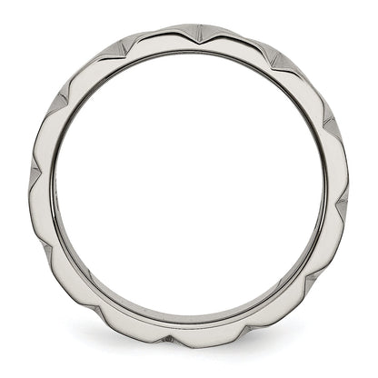 Titan Satiniert und Poliert 6mm Notched Ring