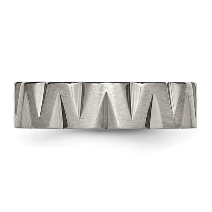 Titan Satiniert und Poliert 6mm Notched Ring