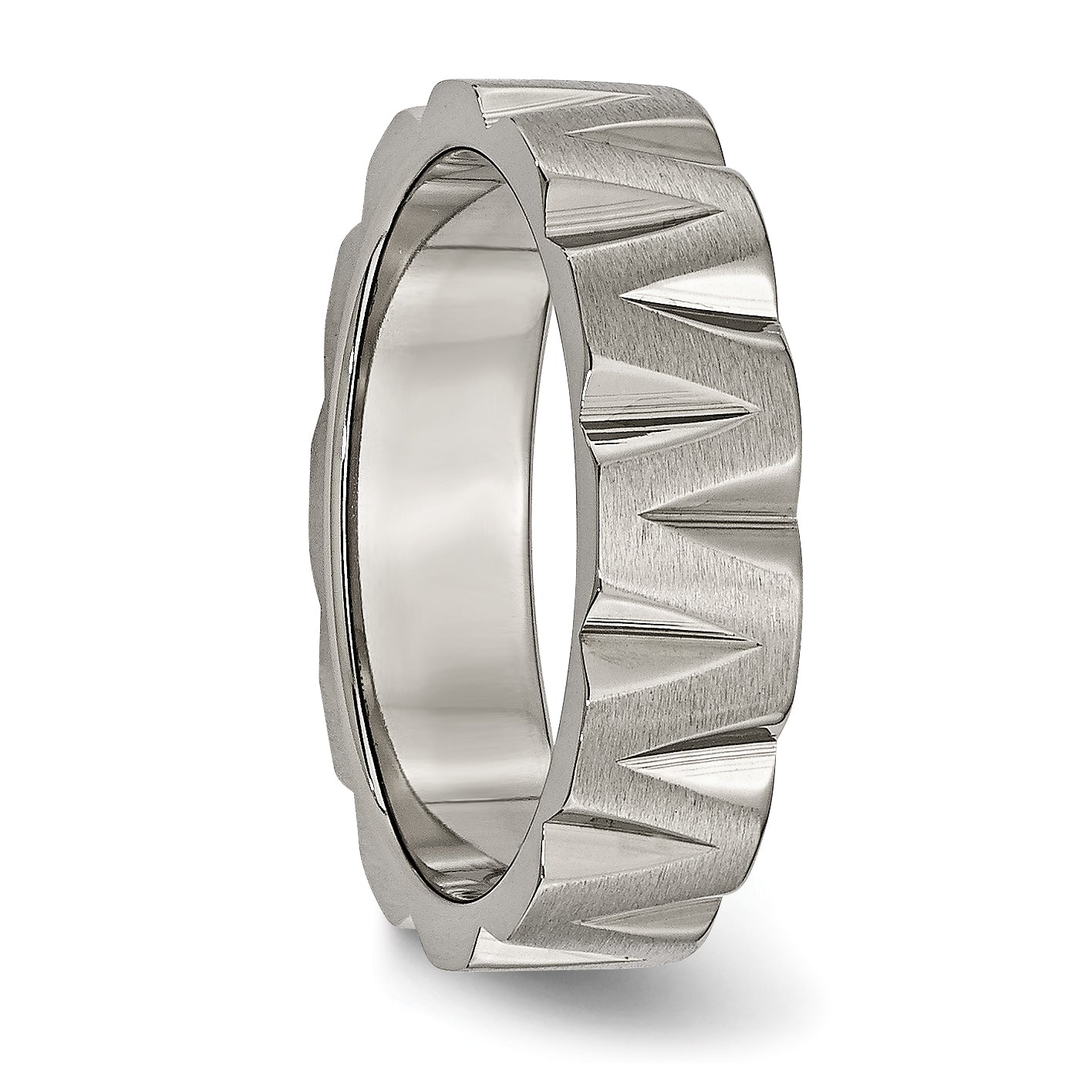 Titan Satiniert und Poliert 6mm Notched Ring