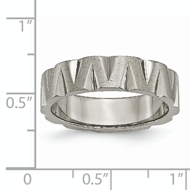 Titan Satiniert und Poliert 6mm Notched Ring
