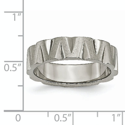 Titan Satiniert und Poliert 6mm Notched Ring
