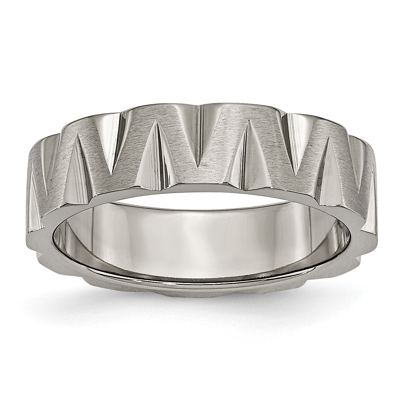 Titan Satiniert und Poliert 6mm Notched Ring