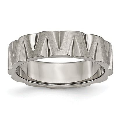 Titan Satiniert und Poliert 6mm Notched Ring