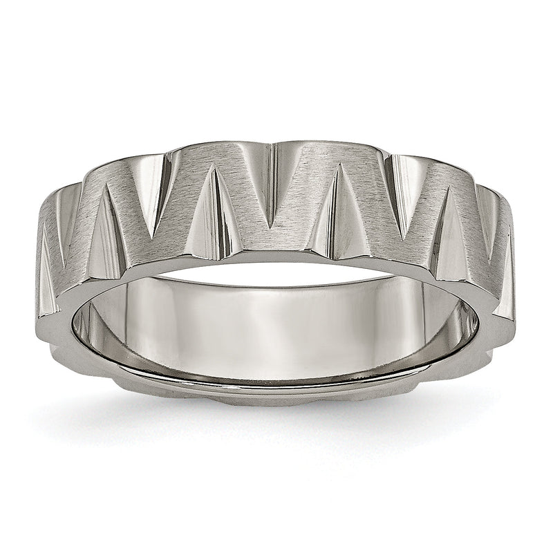 Titan Satiniert und Poliert 6mm Notched Ring