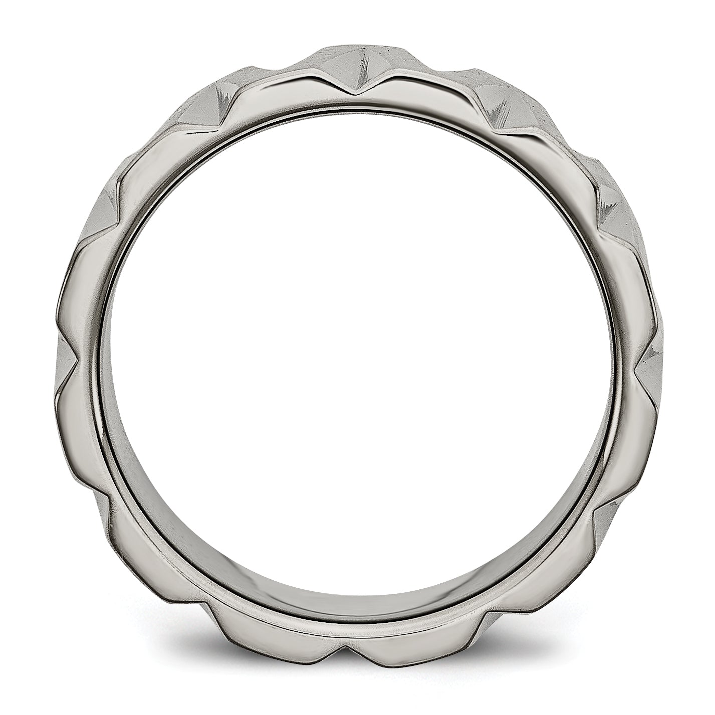 Titan Satiniert und Poliert 8mm Notched Ring